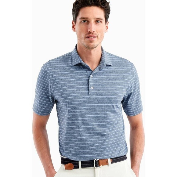 johnnie-O Other - Johnnie-O Newton Polo Mens XL Lake Blue Stripe Scotland Run Golf Shirt